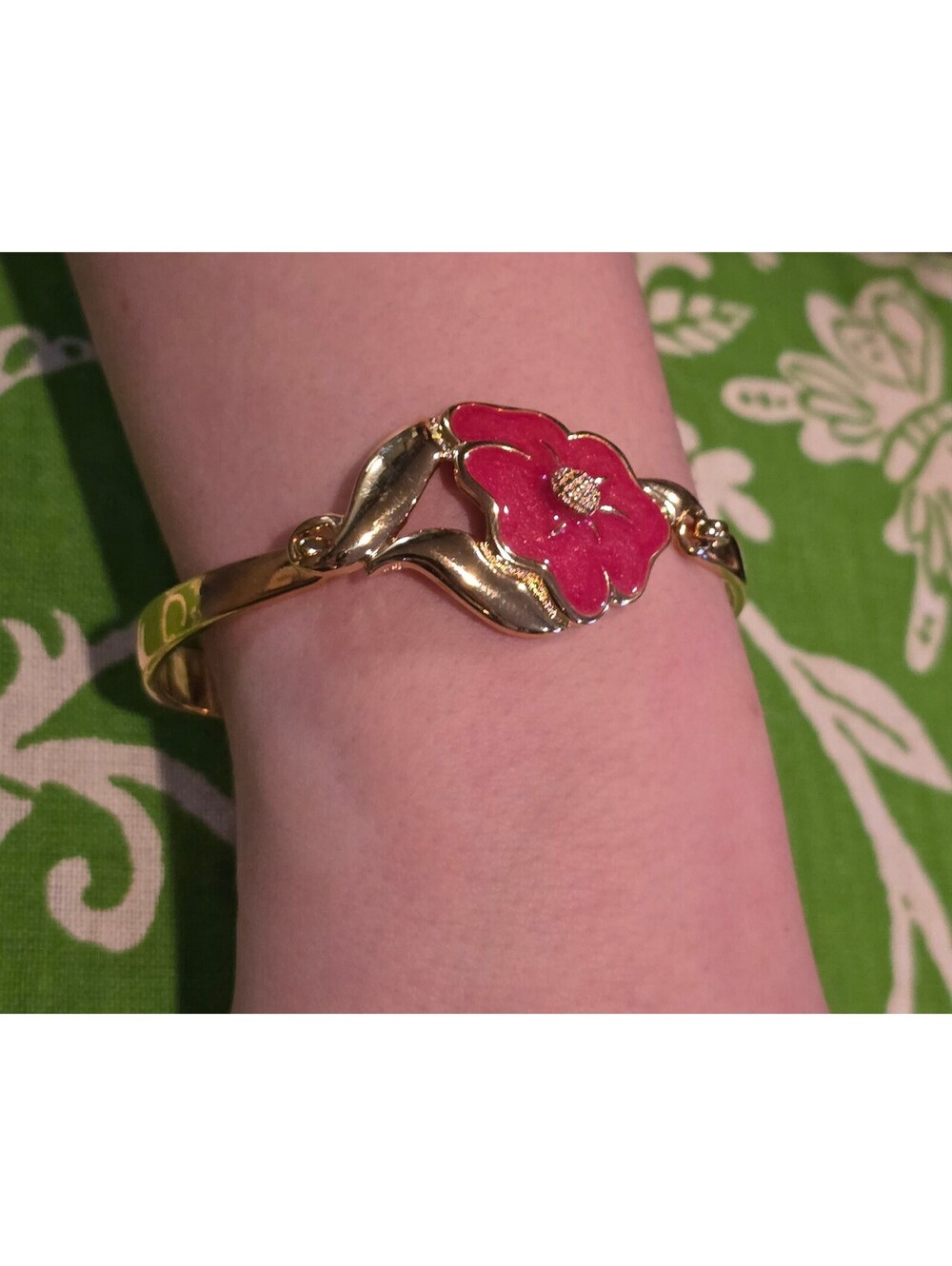Vintage Avon "Tropical Splendor" Hibiscus Bracelet 1990s Costume Jewelry